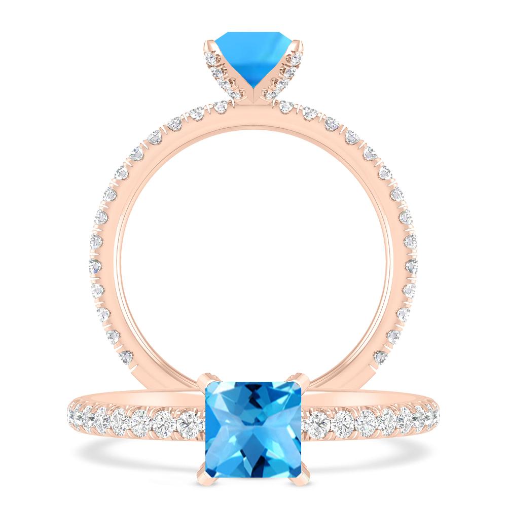 Rose Gold - Blue Topaz