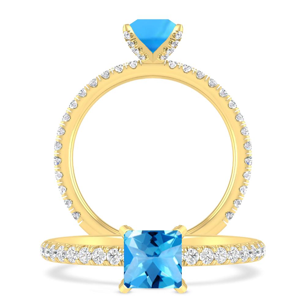 Yellow Gold - Blue Topaz