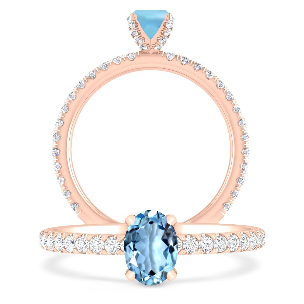 Rose Gold - Aquamarine