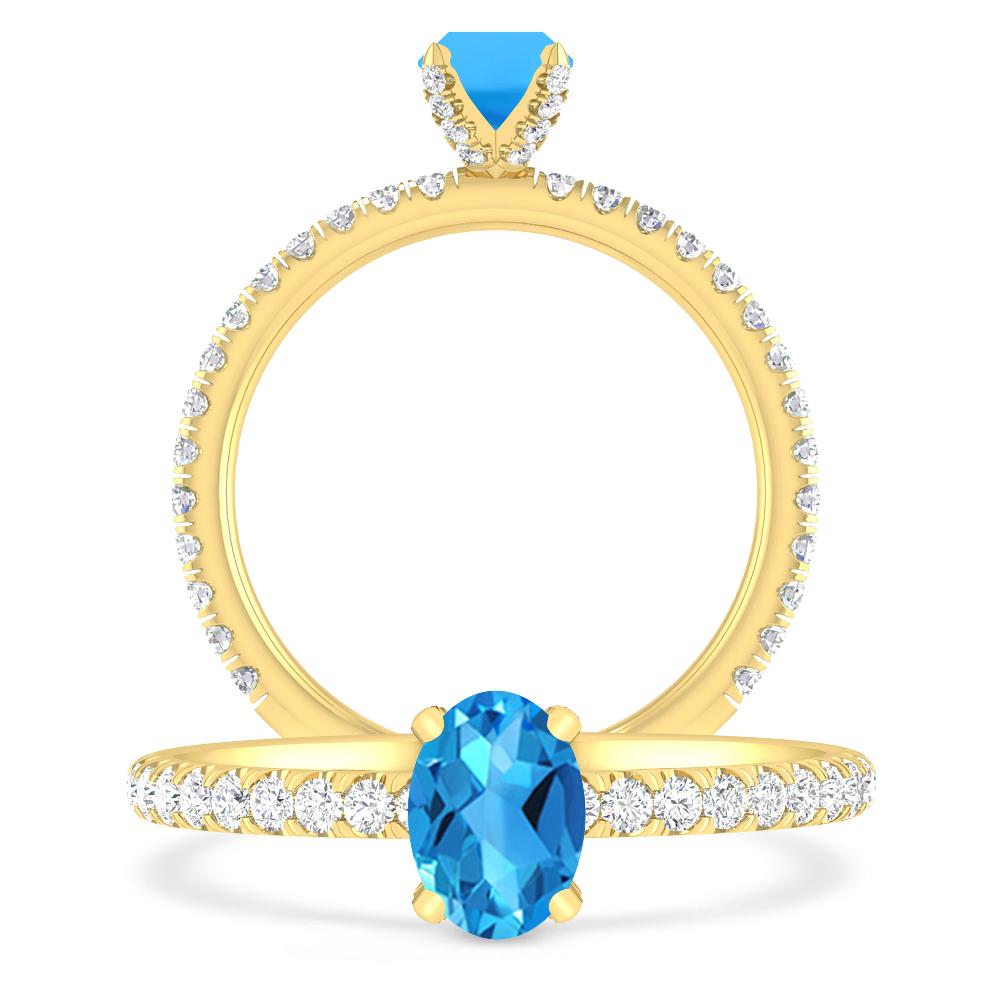 Yellow Gold - Blue Topaz