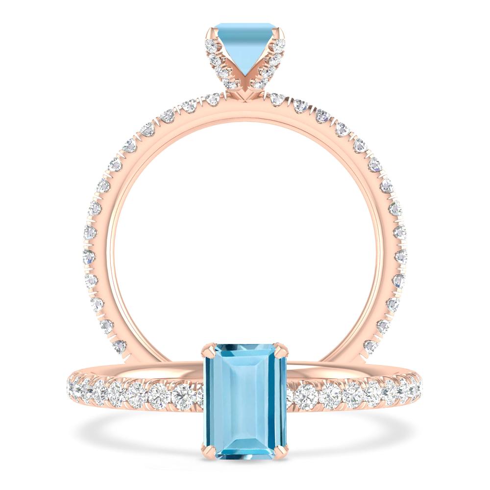 Rose Gold - Aquamarine