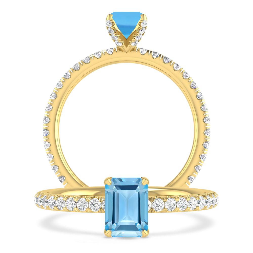 Yellow Gold - Blue Topaz