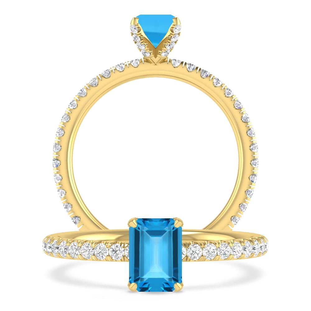 Yellow Gold - Blue Topaz