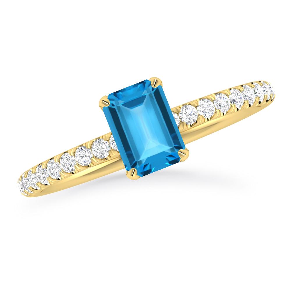 Yellow Gold - Blue Topaz