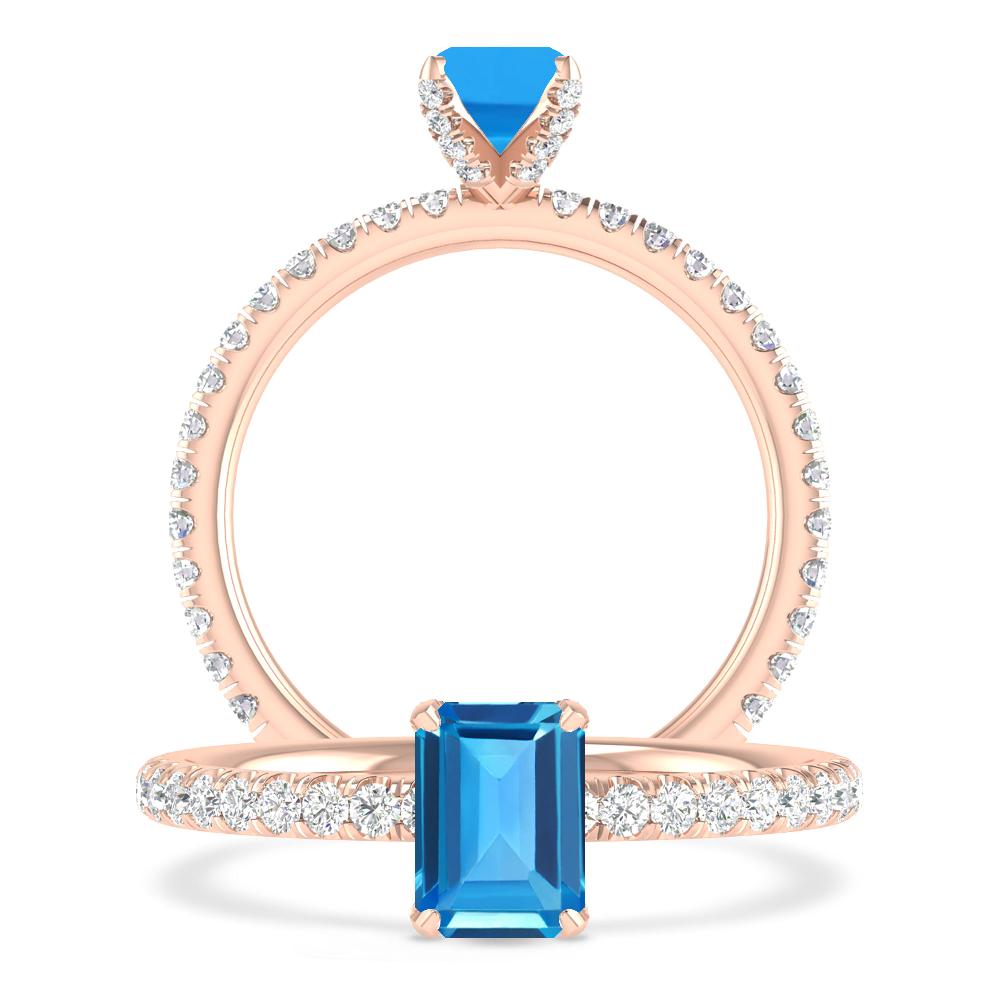 Rose Gold - Blue Topaz