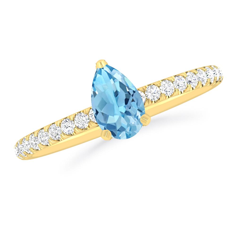 Yellow Gold - Blue Topaz