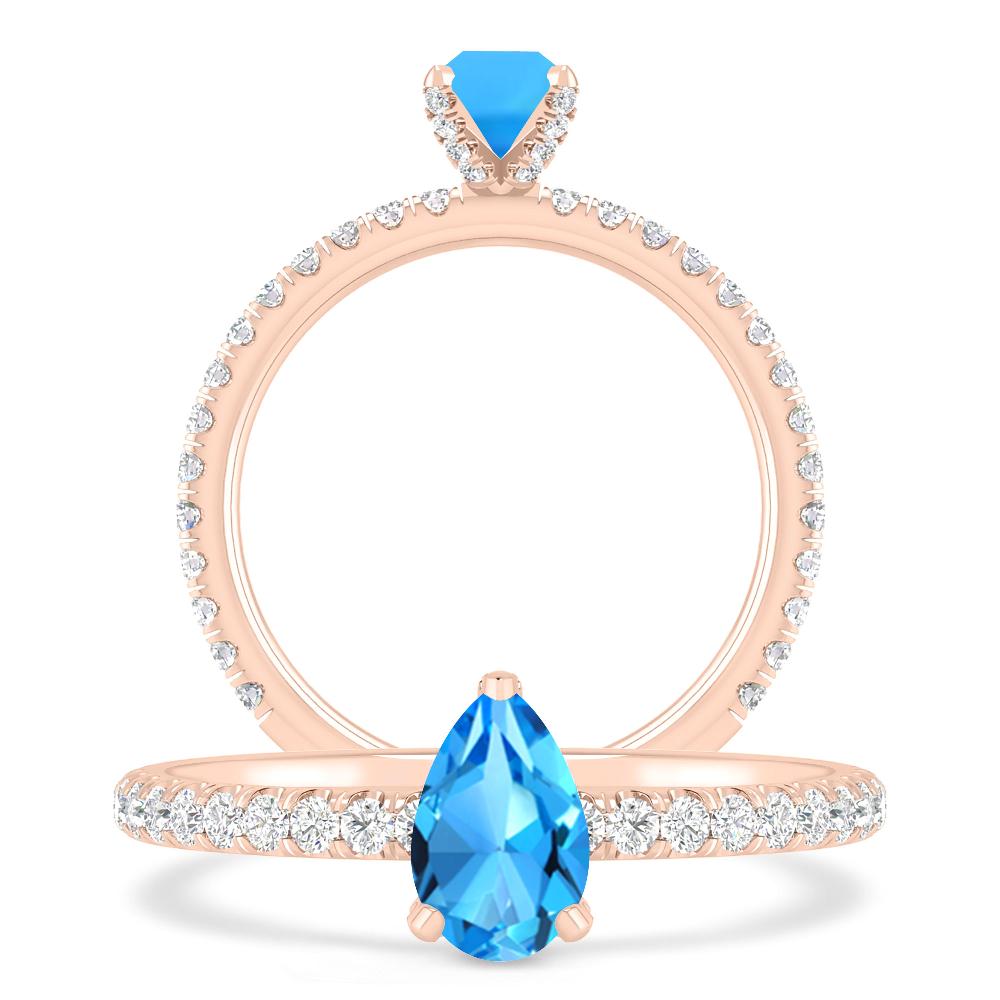 Rose Gold - Blue Topaz