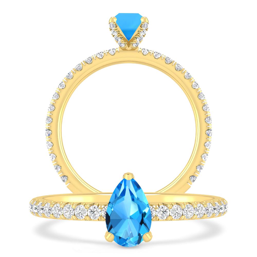 Yellow Gold - Blue Topaz