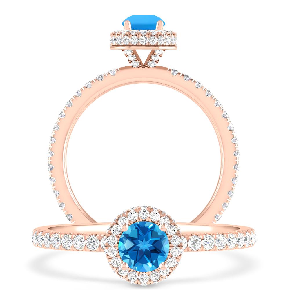 Rose Gold - Blue Topaz