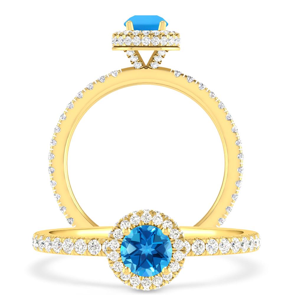 Yellow Gold - Blue Topaz