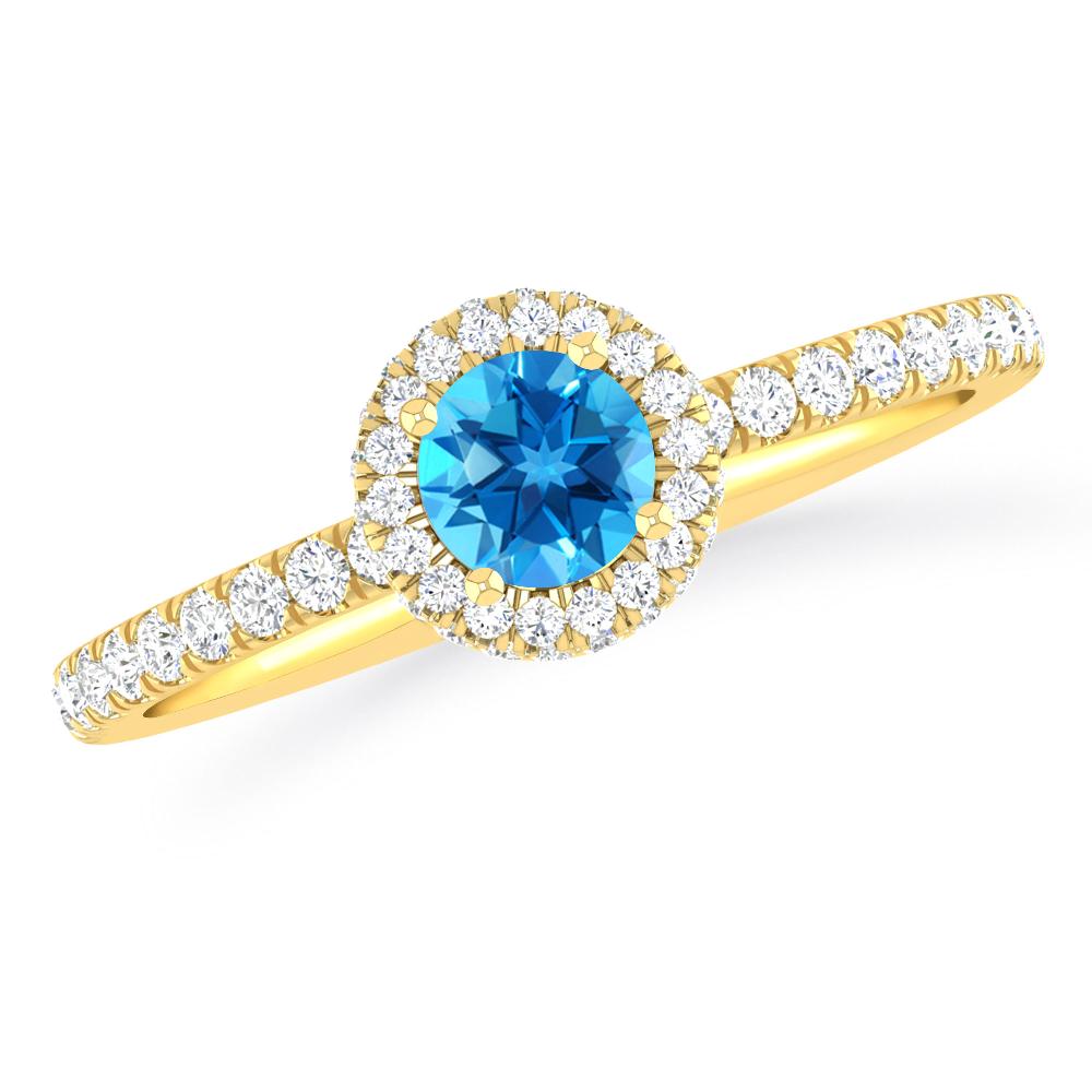 Yellow Gold - Blue Topaz