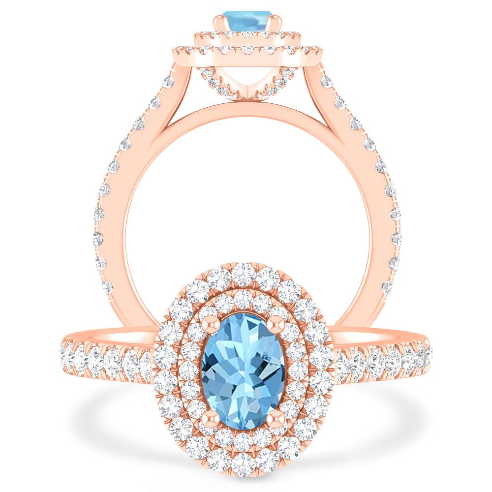 Rose Gold - Aquamarine