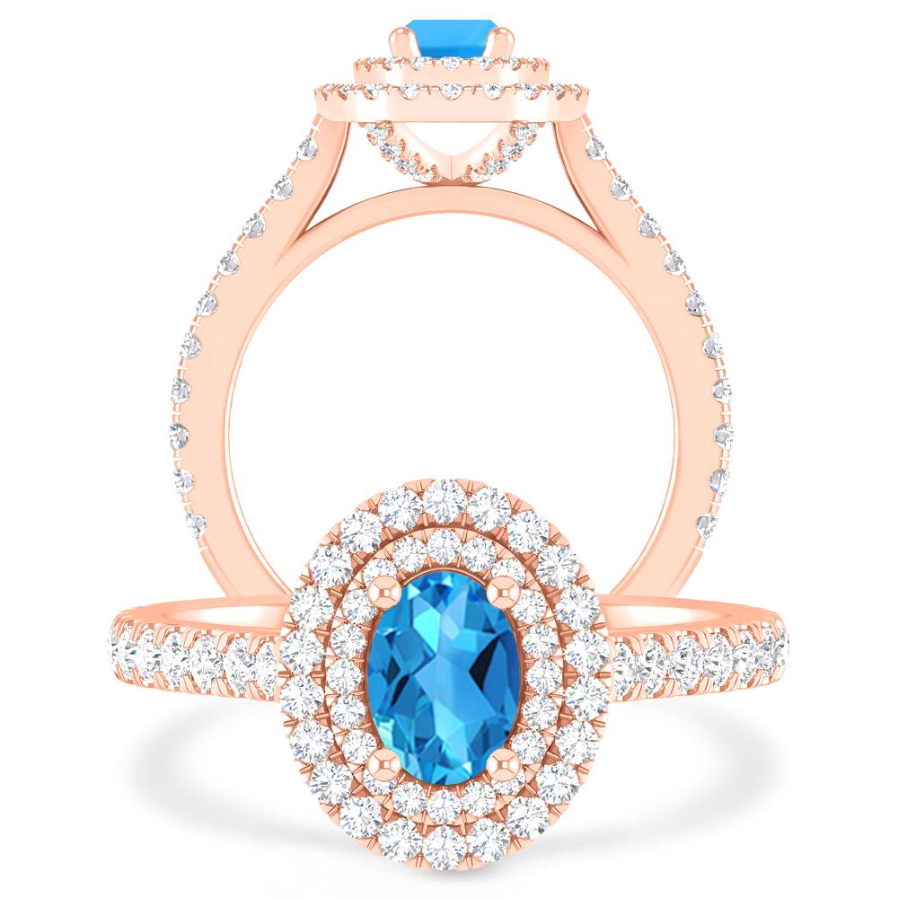 Rose Gold - Blue Topaz