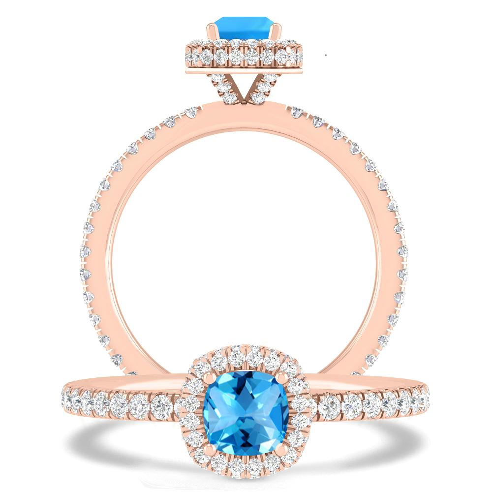 Rose Gold - Blue Topaz