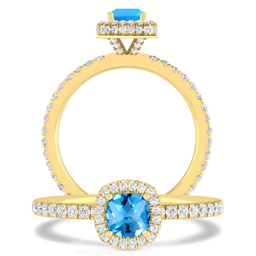 Yellow Gold - Blue Topaz