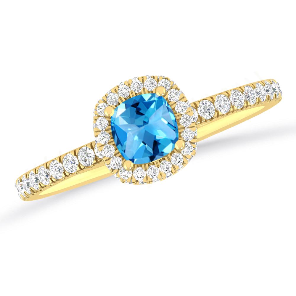 Yellow Gold - Blue Topaz