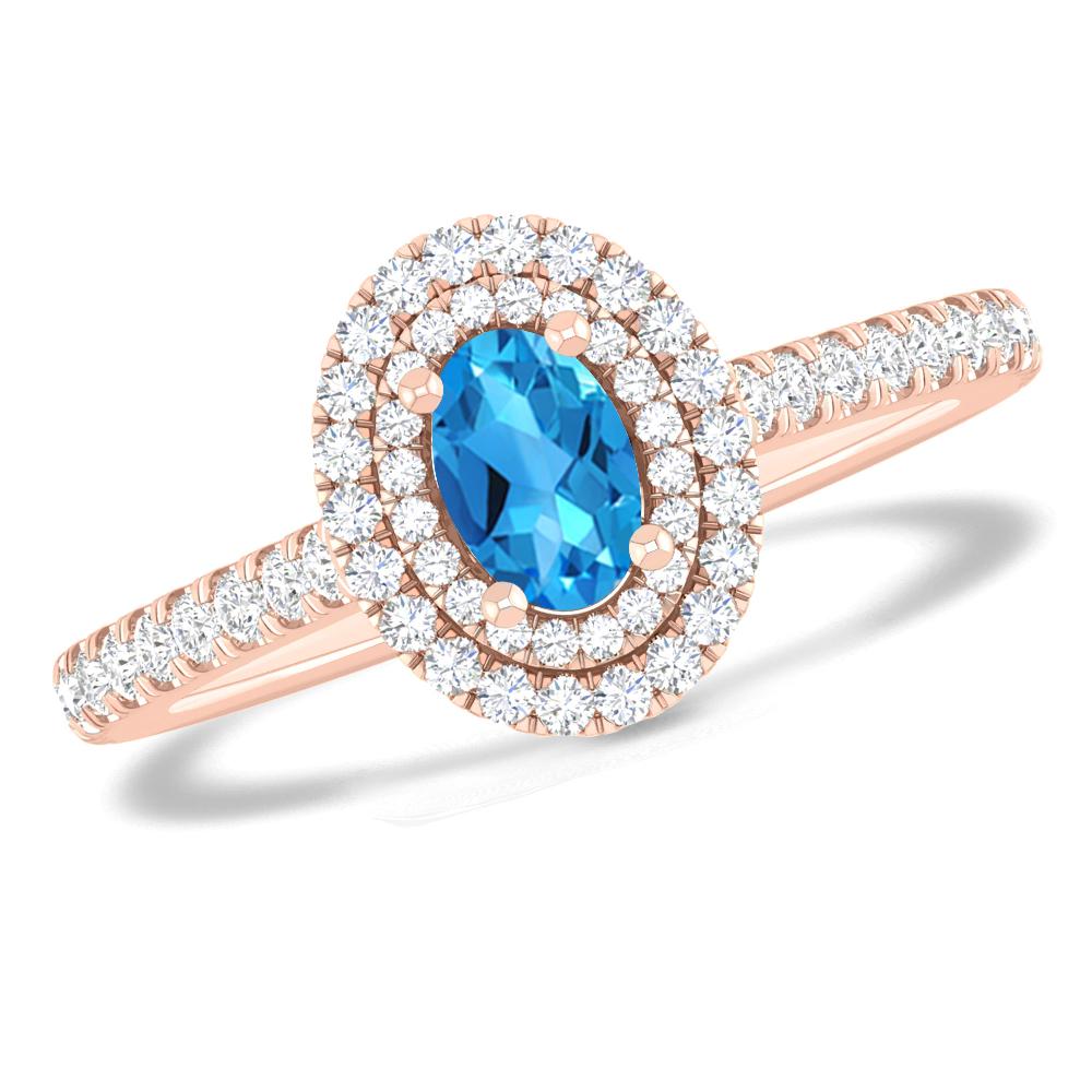 Rose Gold - Blue Topaz