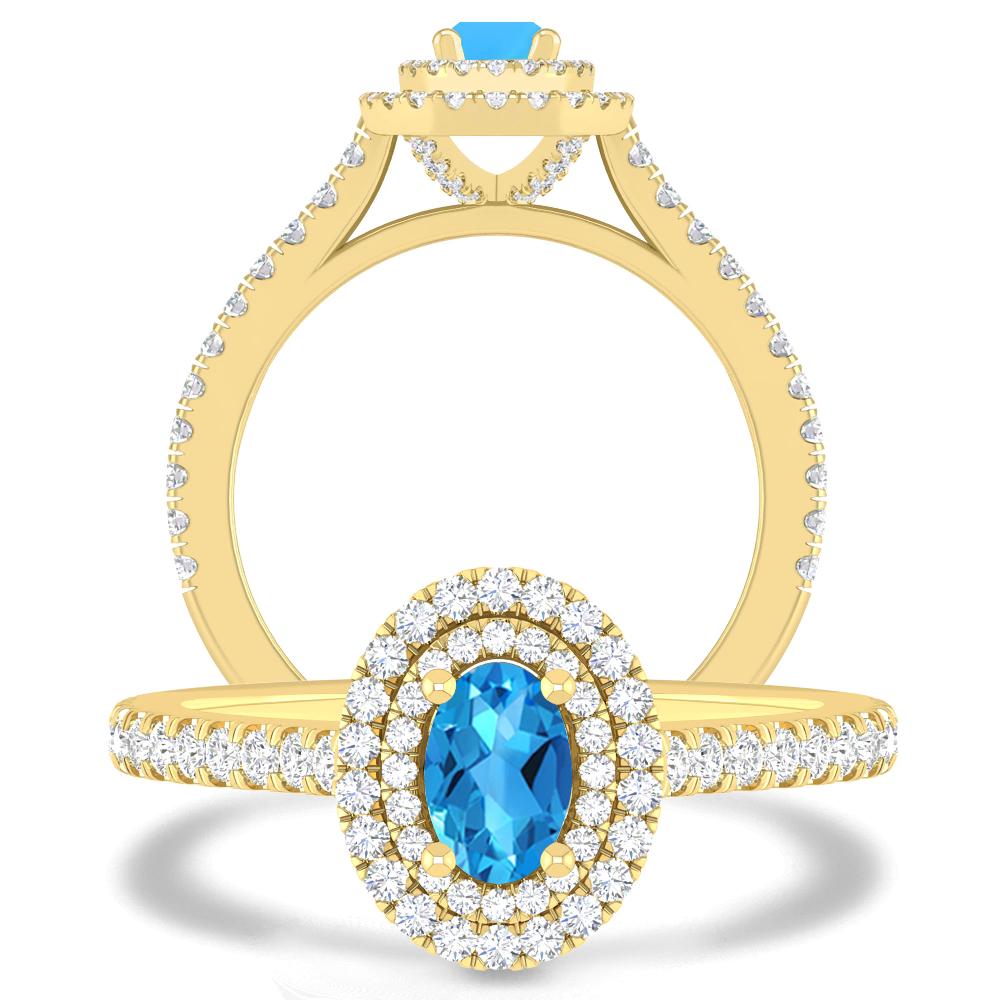 Yellow Gold - Blue Topaz