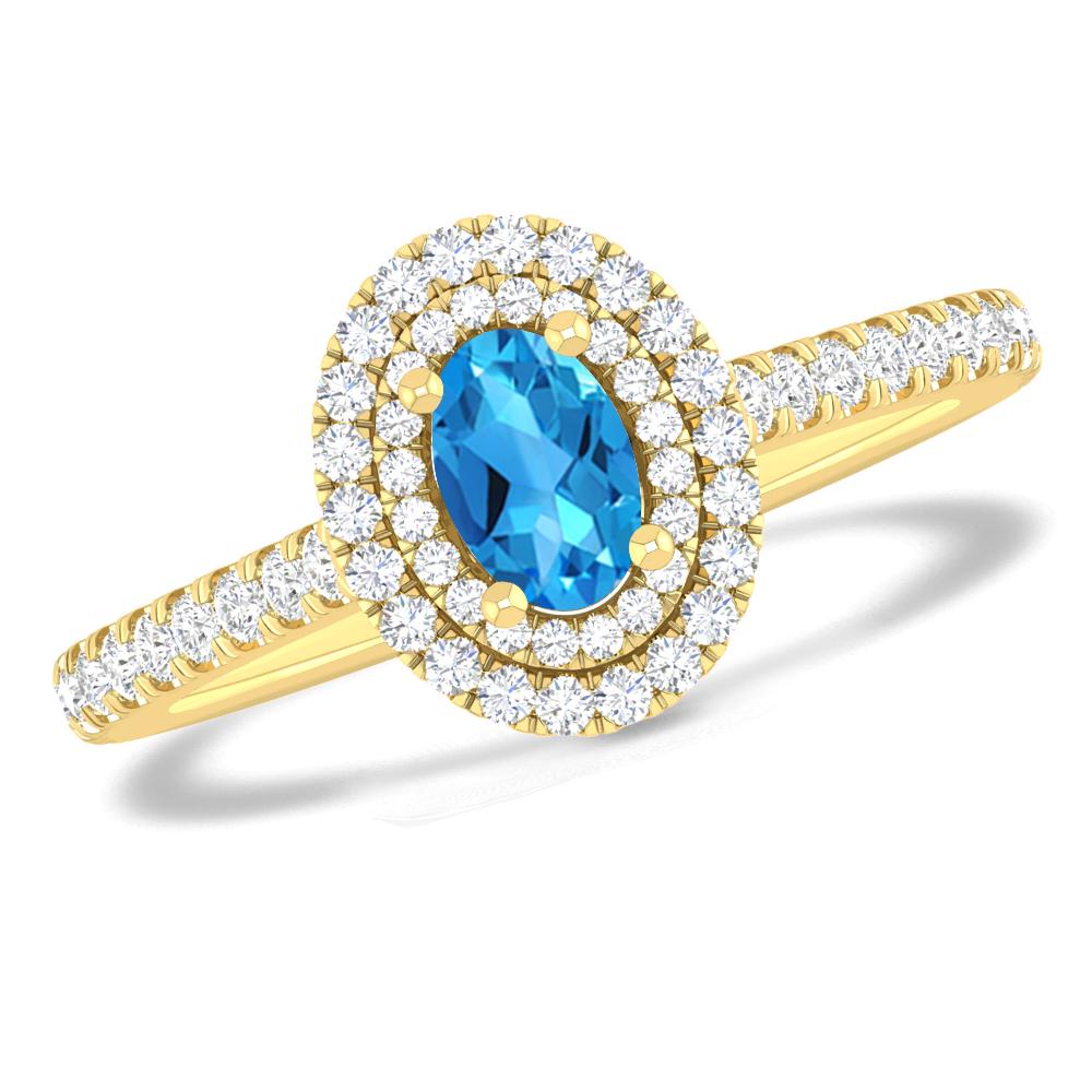 Yellow Gold - Blue Topaz