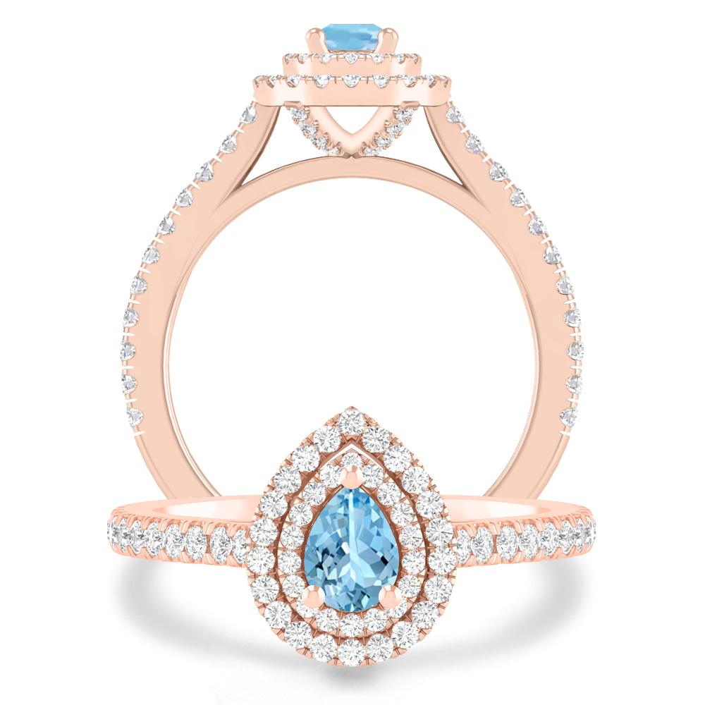 Rose Gold - Aquamarine