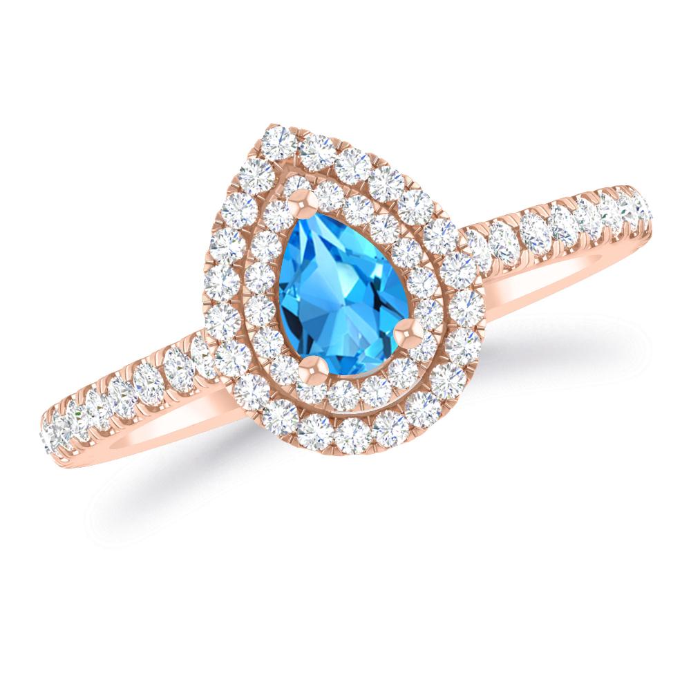 Rose Gold - Blue Topaz