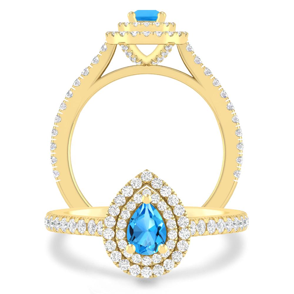 Yellow Gold - Blue Topaz