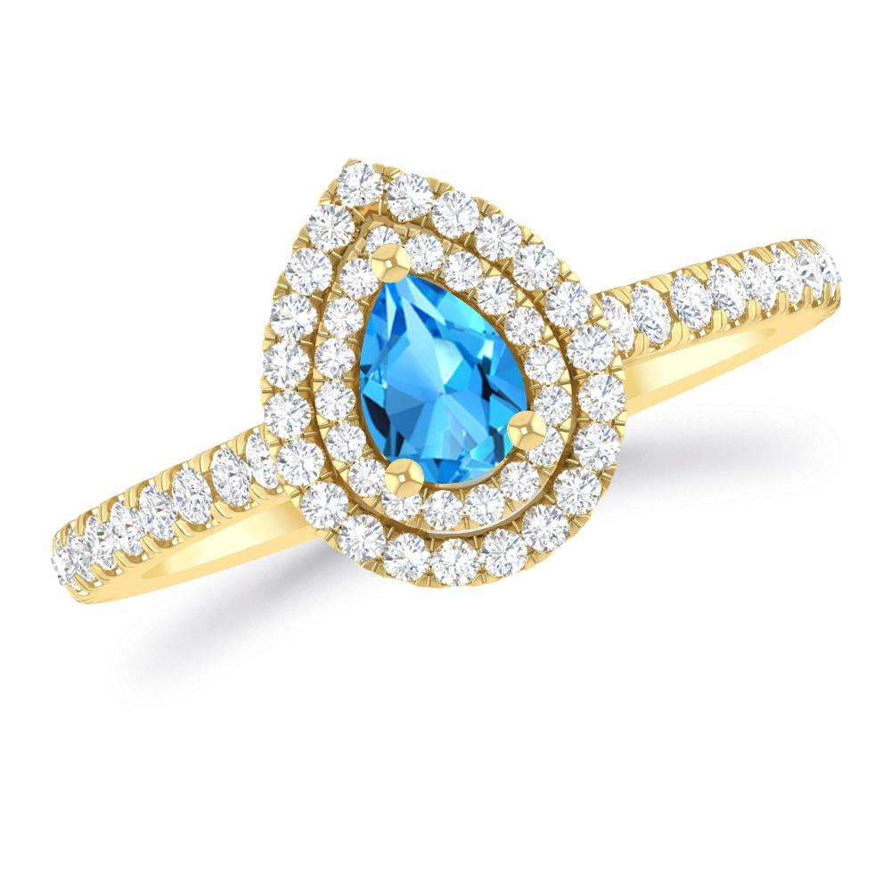 Yellow Gold - Blue Topaz