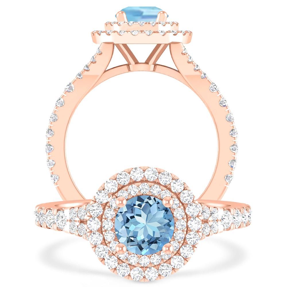 Rose Gold - Aquamarine