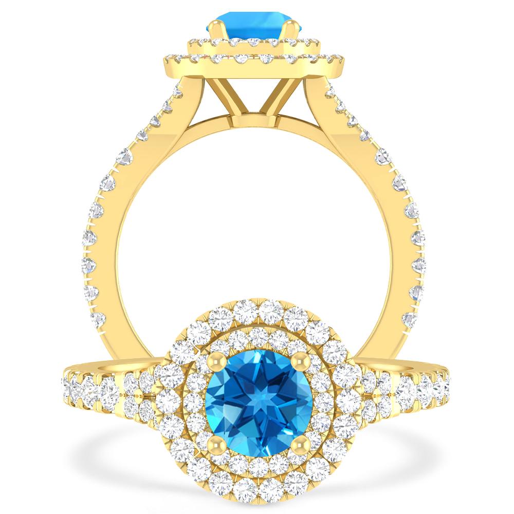 Yellow Gold - Blue Topaz