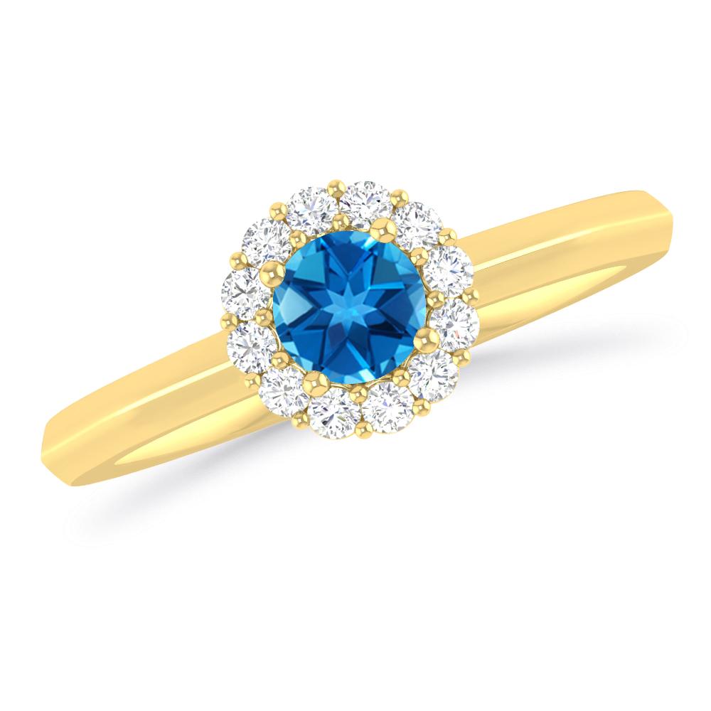 Yellow Gold - Blue Topaz