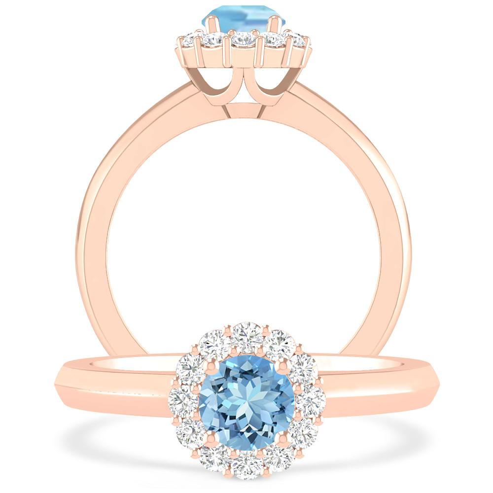 Rose Gold - Aquamarine