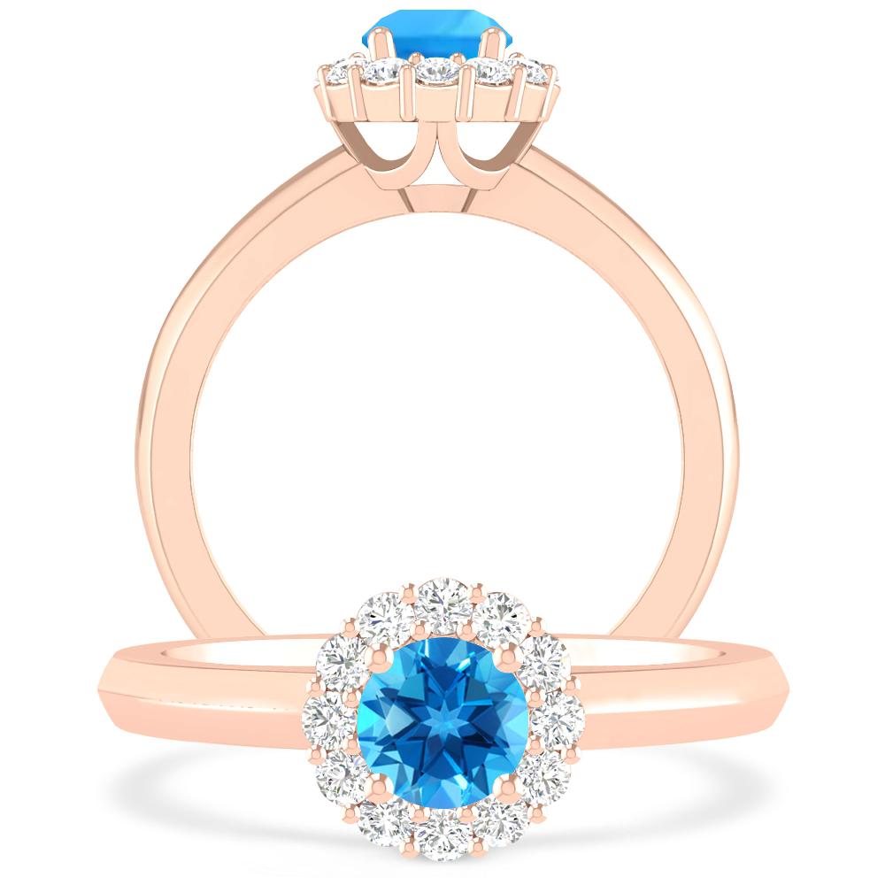 Rose Gold - Blue Topaz