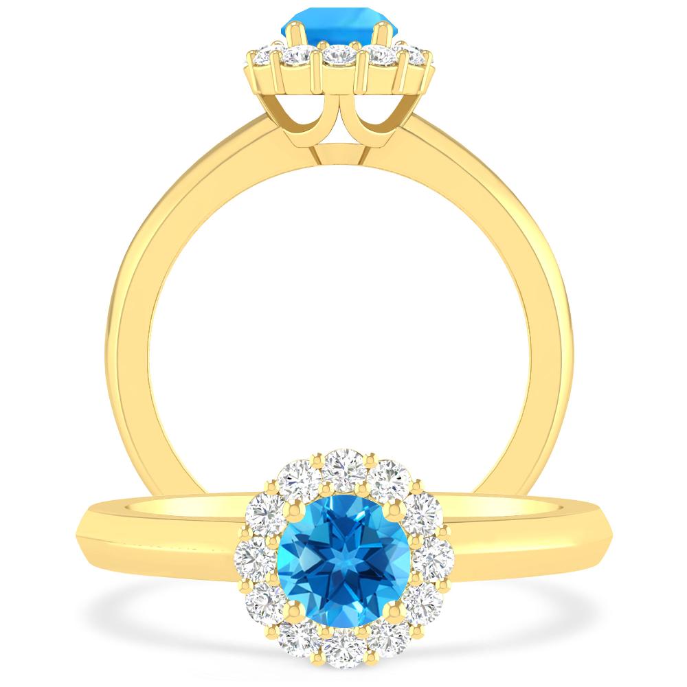 Yellow Gold - Blue Topaz