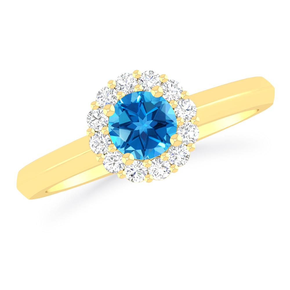 Yellow Gold - Blue Topaz