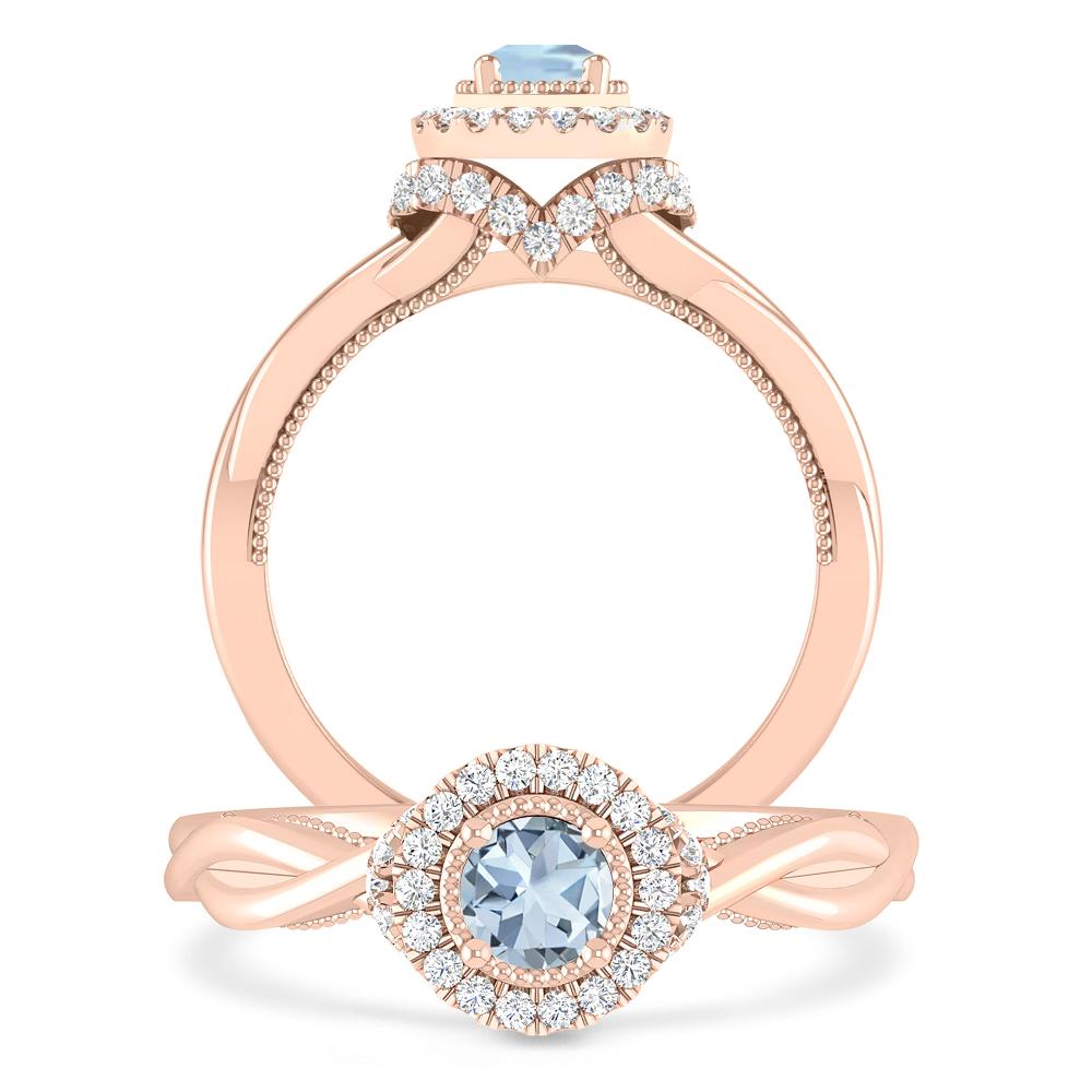 Rose Gold - Aquamarine