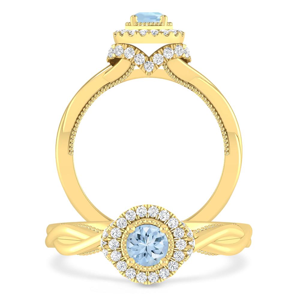 Yellow Gold - Aquamarine