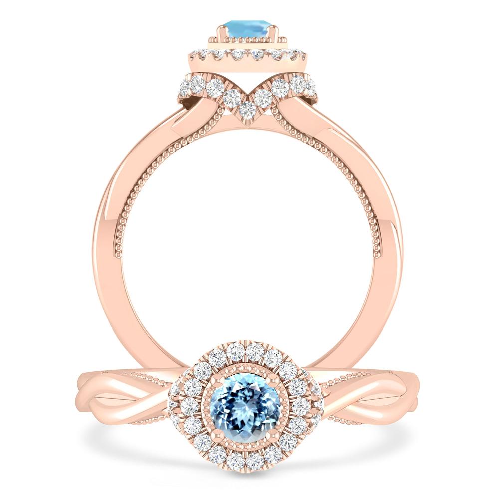 Rose Gold - Aquamarine