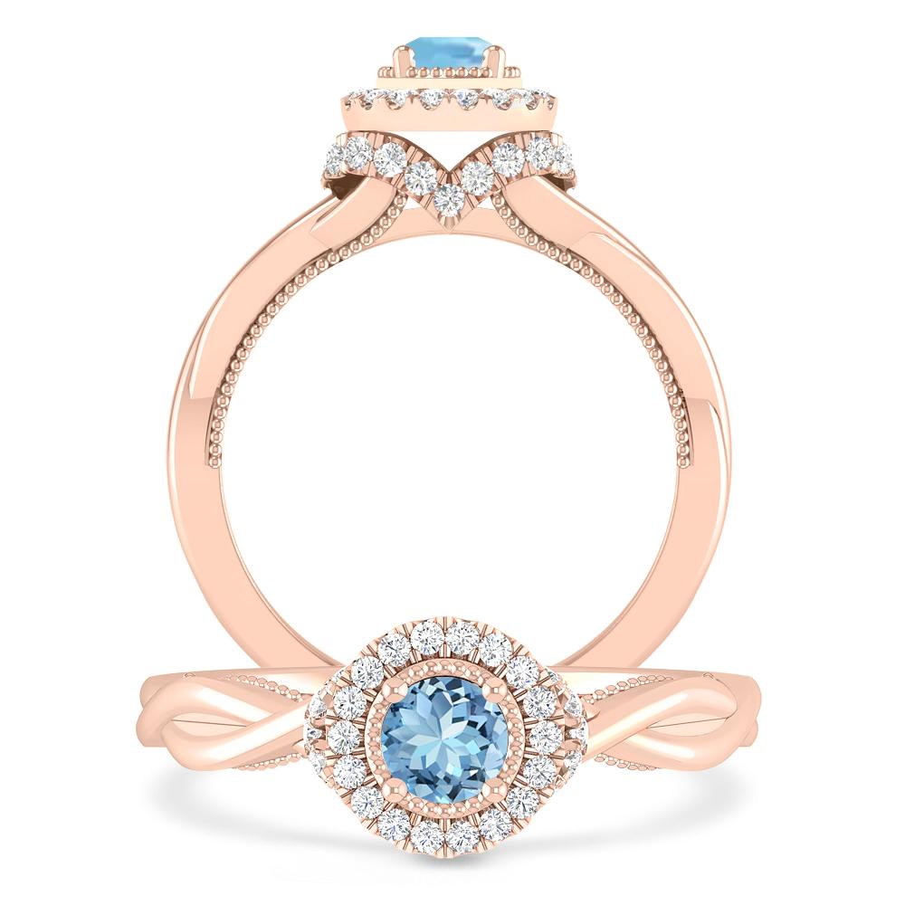 Rose Gold - Aquamarine