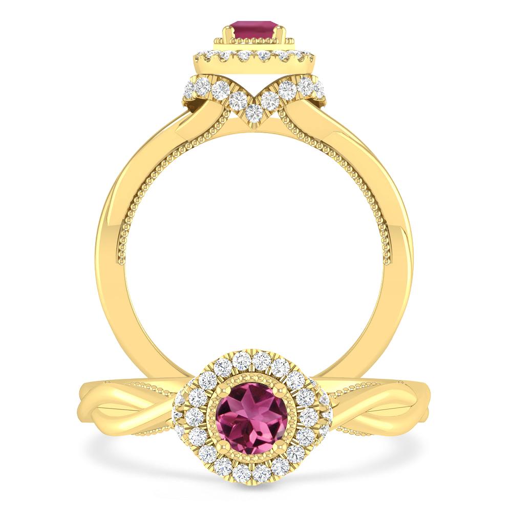 Yellow Gold - Pink Tourmaline