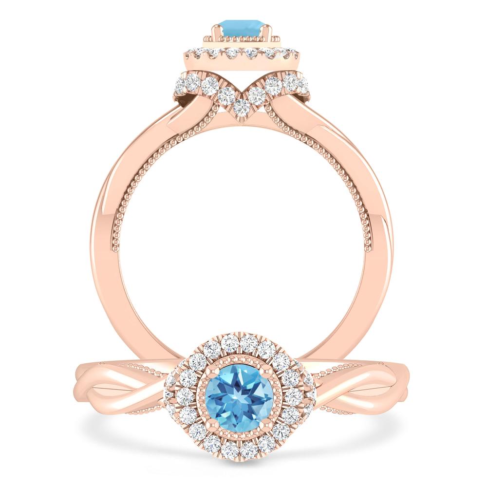 Rose Gold - Blue Topaz