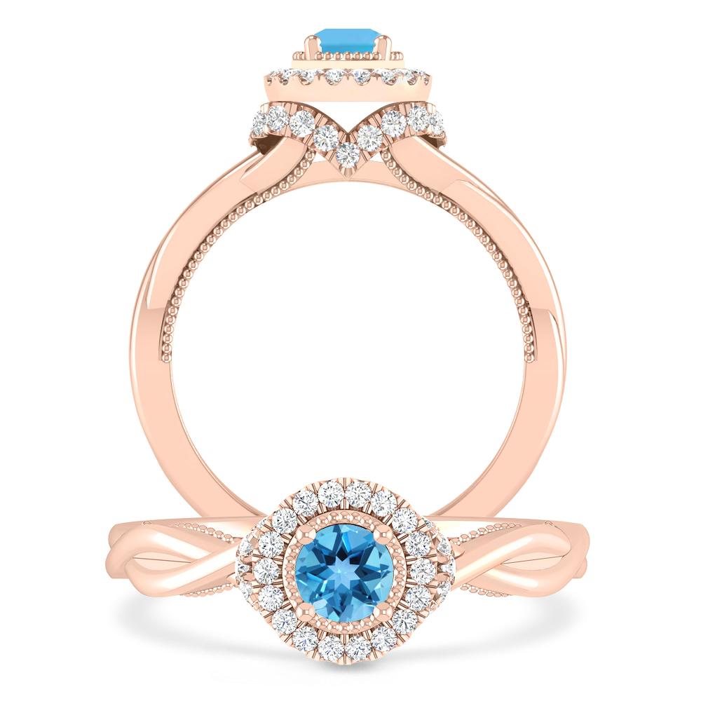 Rose Gold - Blue Topaz