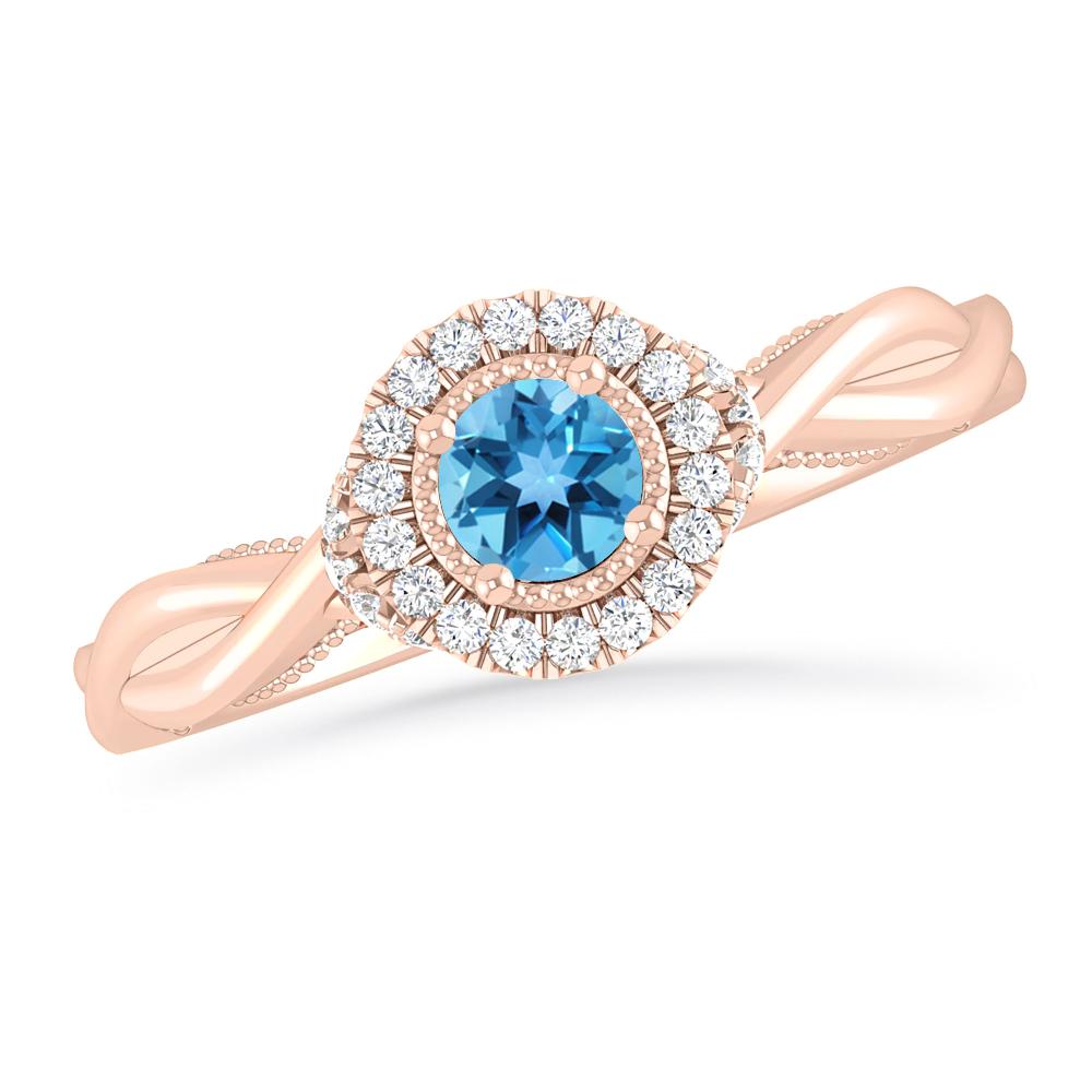 Rose Gold - Blue Topaz