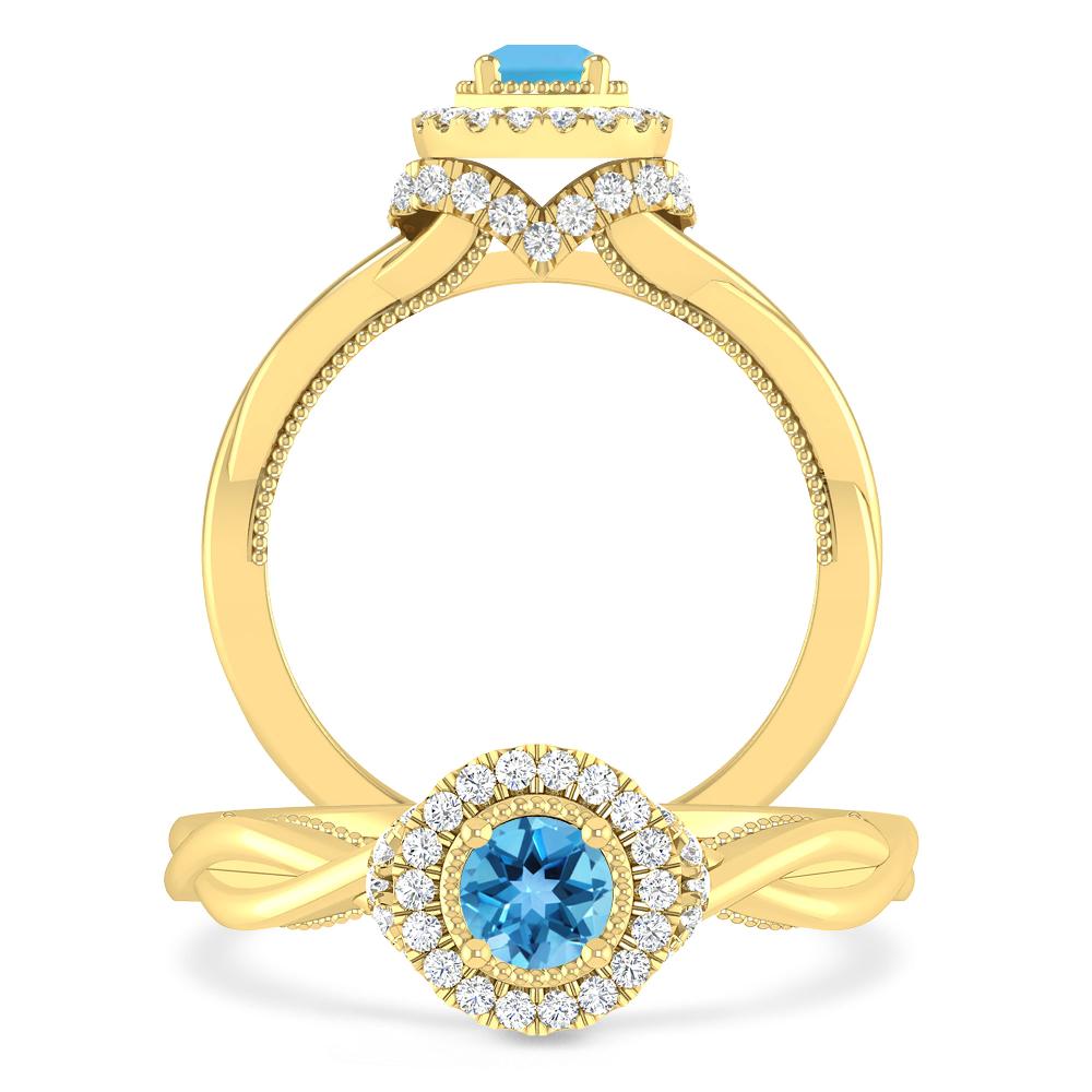 Yellow Gold - Blue Topaz