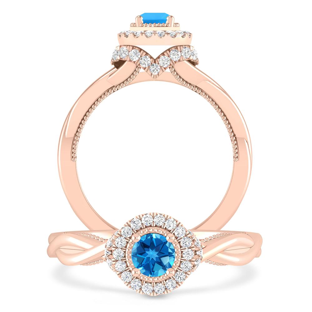 Rose Gold - Blue Topaz