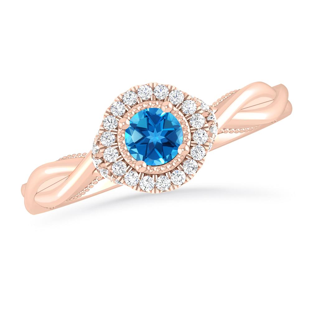 Rose Gold - Blue Topaz