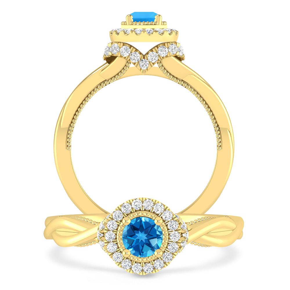 Yellow Gold - Blue Topaz