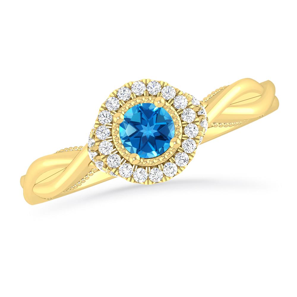 Yellow Gold - Blue Topaz