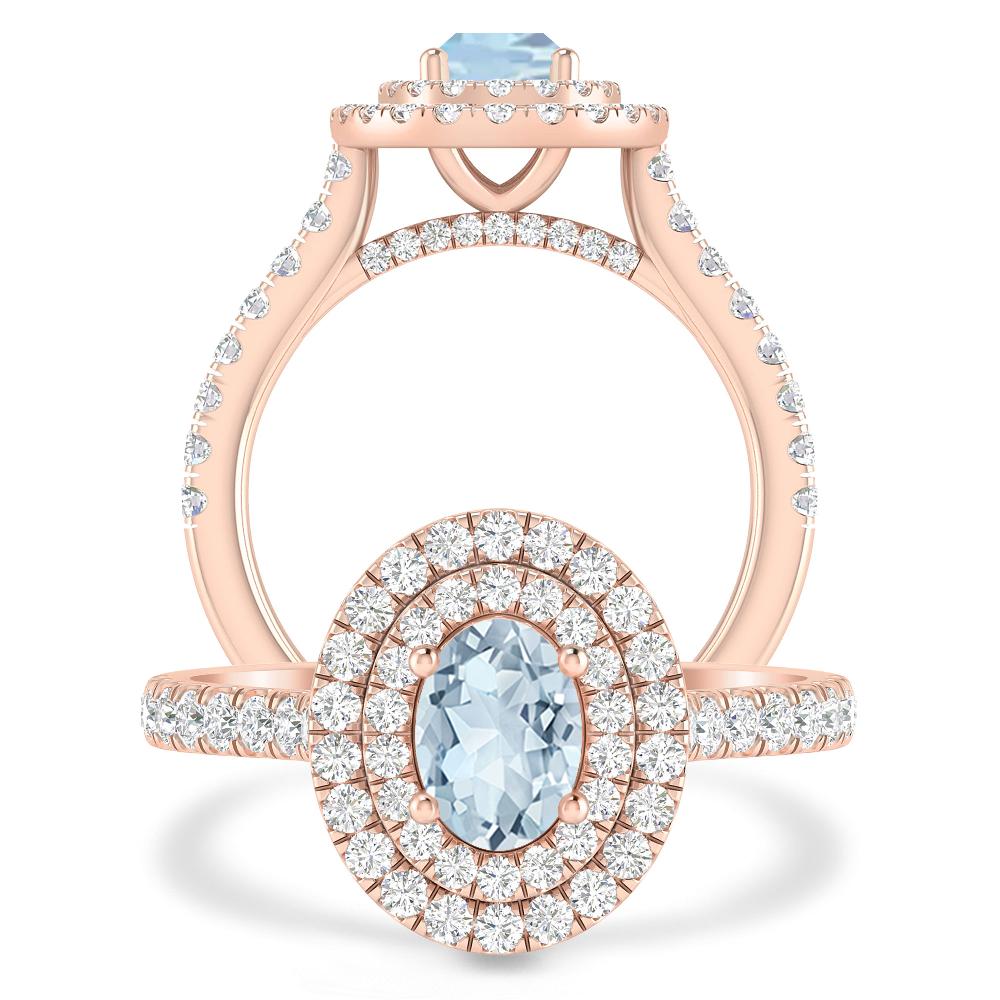 Rose Gold - Aquamarine