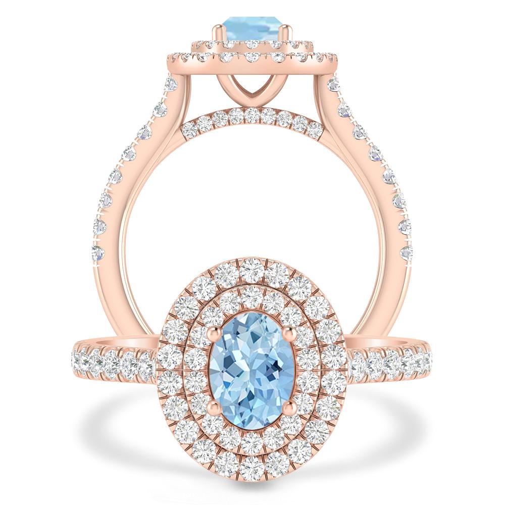 Rose Gold - Aquamarine