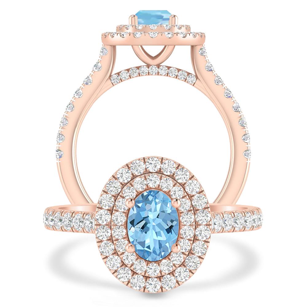 Rose Gold - Aquamarine